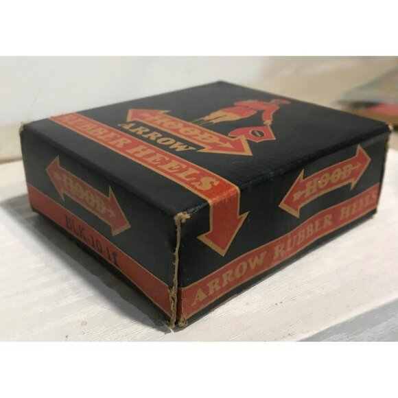 Vintage Hood Arrow Rubber Heels Size 10-11 Black New Old Stock - Picture 2 of 8